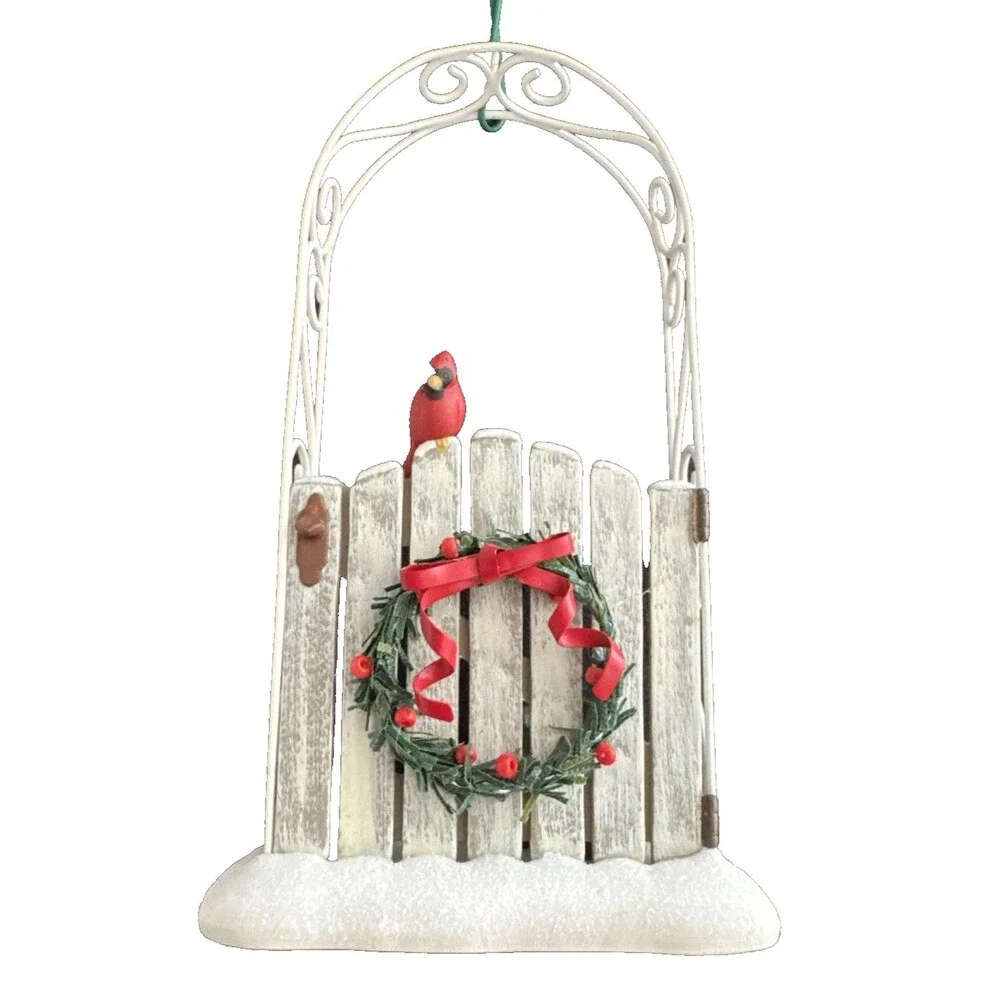 Hallmark 2006 Garden Greetings Cardinal Wreath Gate Keepsake Ornament Boxed - Picture 2 of 9